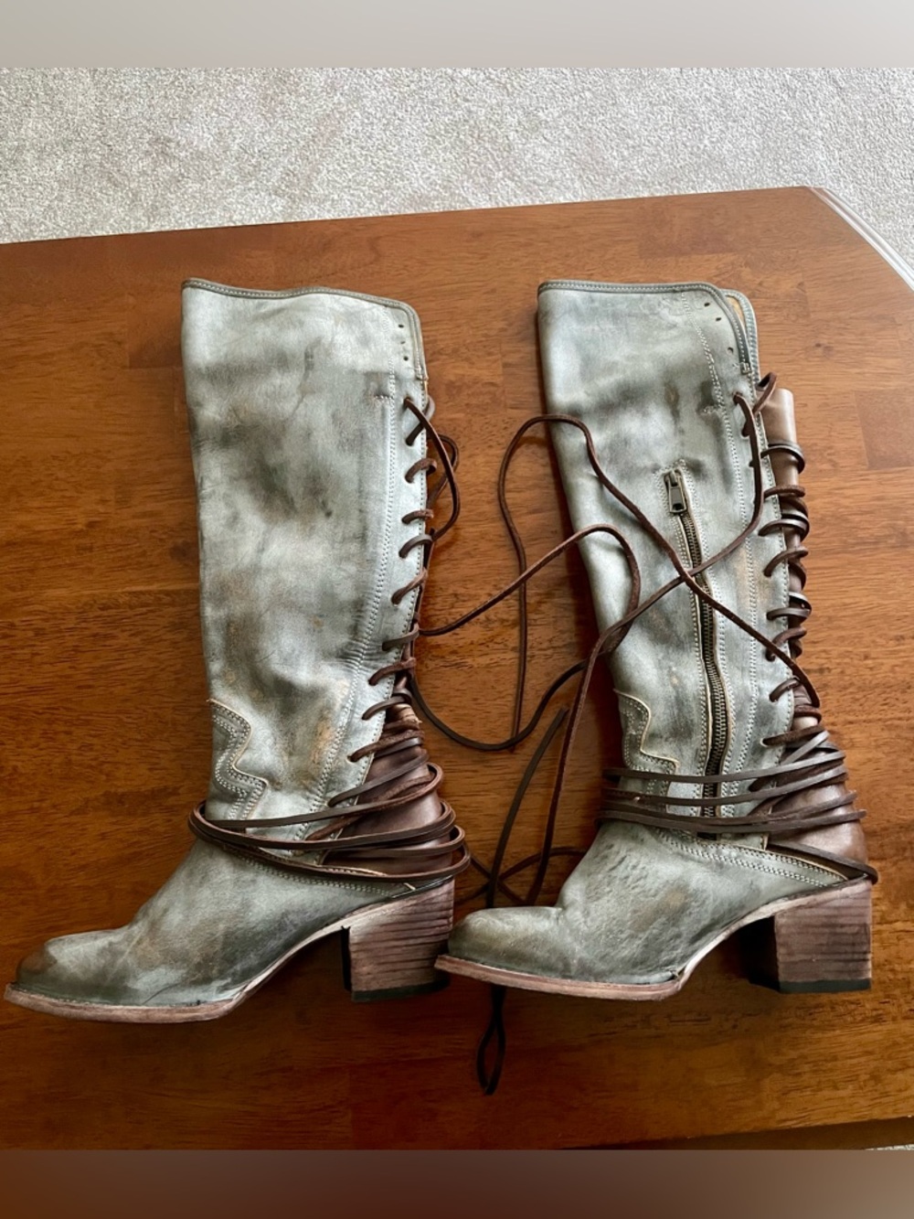 Freebird by Steven Coal Lace Up Boots in Color Ice